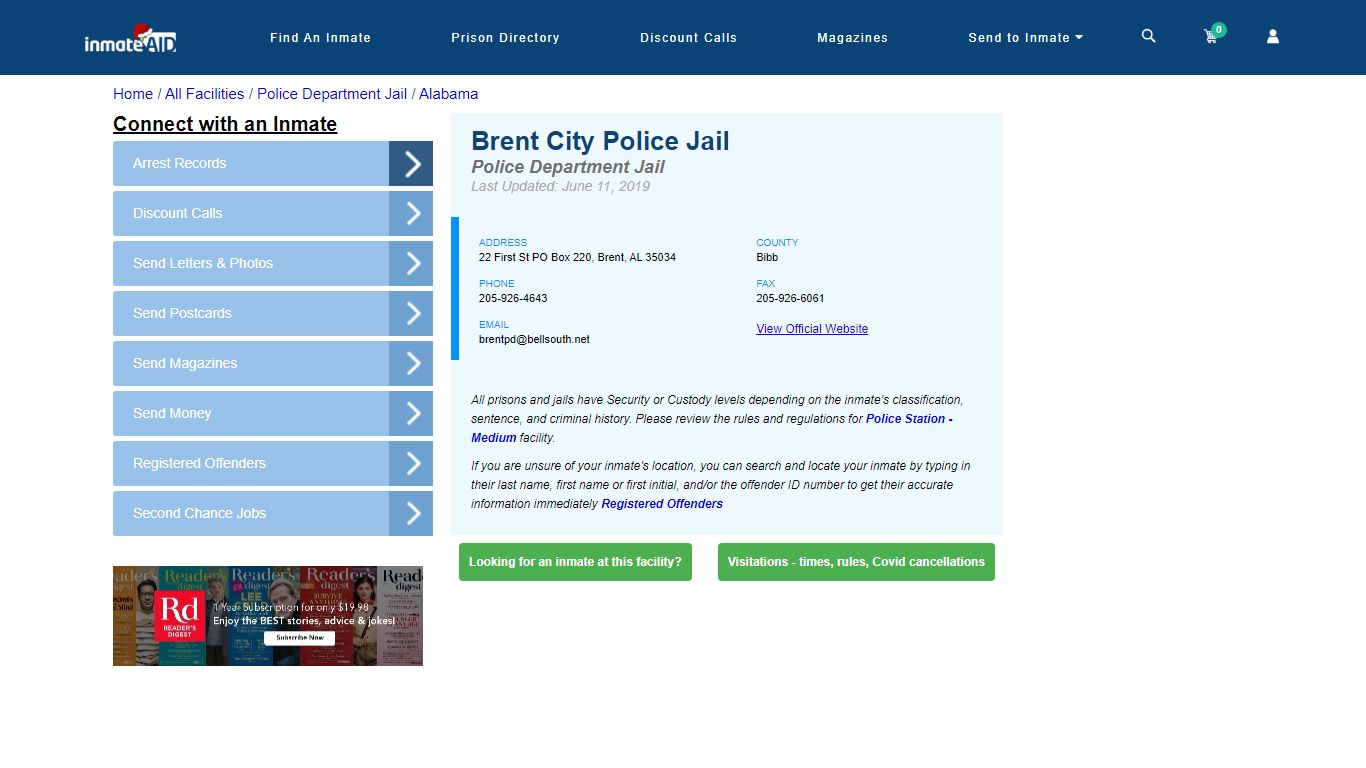 Brent City Police Jail & Inmate Search - Brent, AL